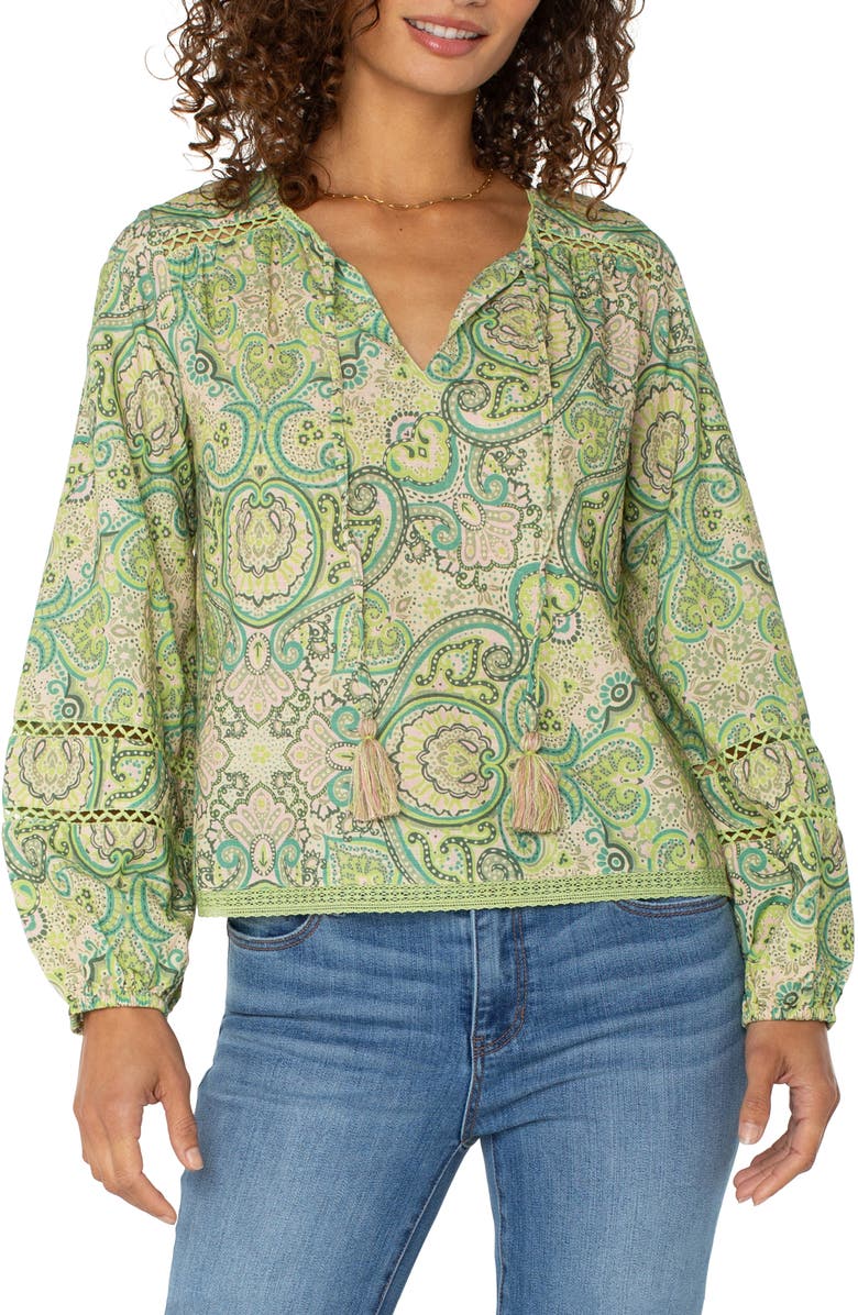 Liverpool Los Angeles Print Tie Neck Top, Main, color, 