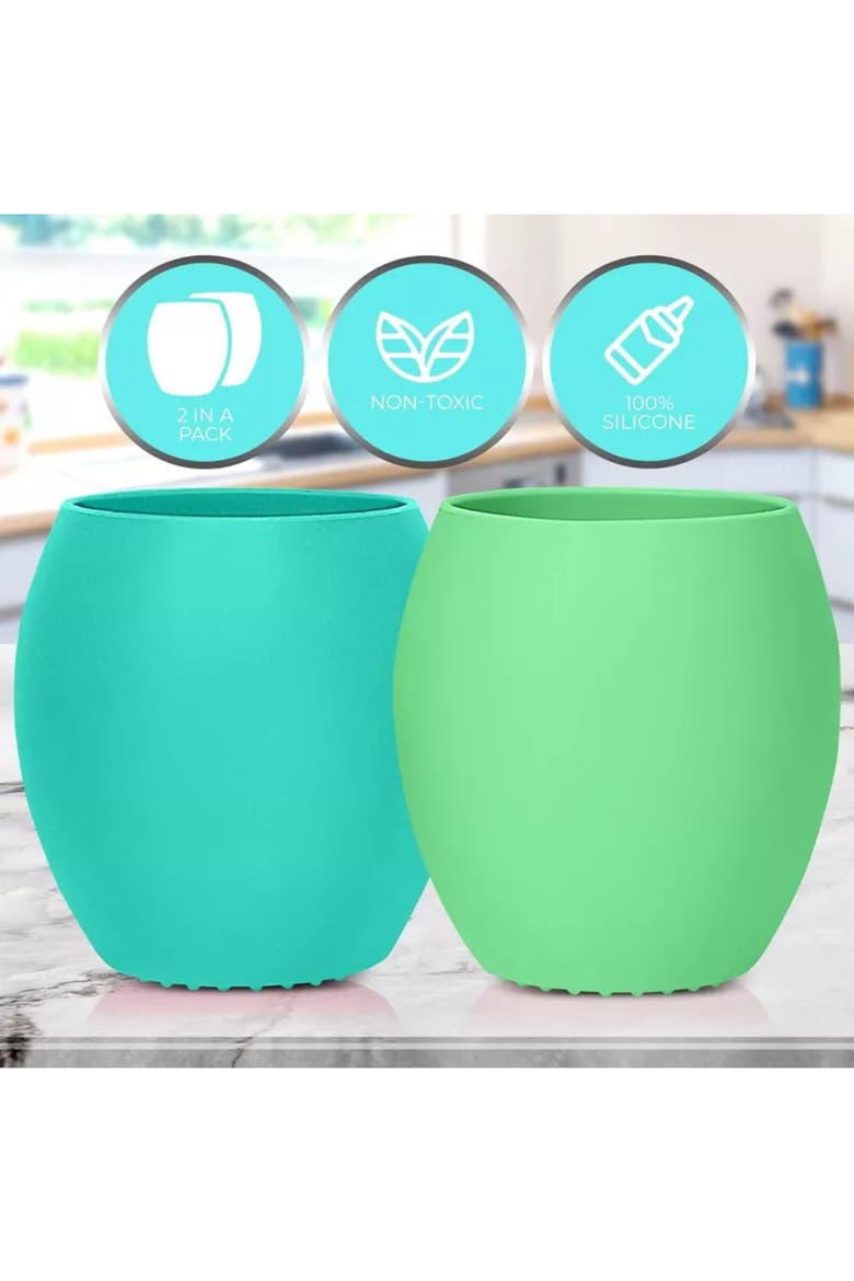 Silicone Mini Cups 2-Piece, Alternate, color, Green/Blue