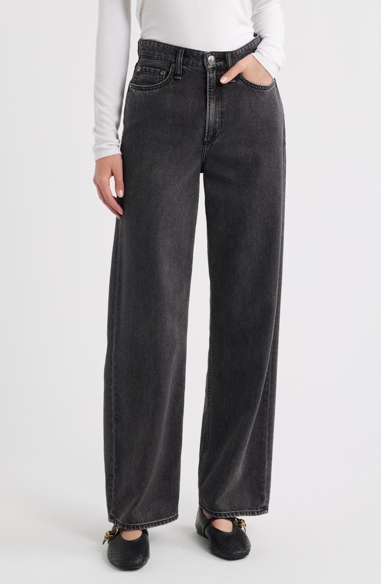 rag & bone Featherweight Logan High Waist Wide Leg Jeans, Main, color, Raven