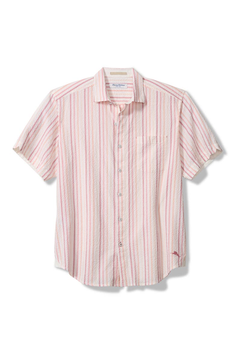 Nova Wave Silve Stripe Short Sleeve Seersucker Button-Up Shirt, Alternate, color, RED SPARK