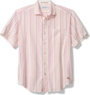 Tommy Bahama Nova Wave Silve Stripe Short Sleeve Seersucker Button-Up Shirt