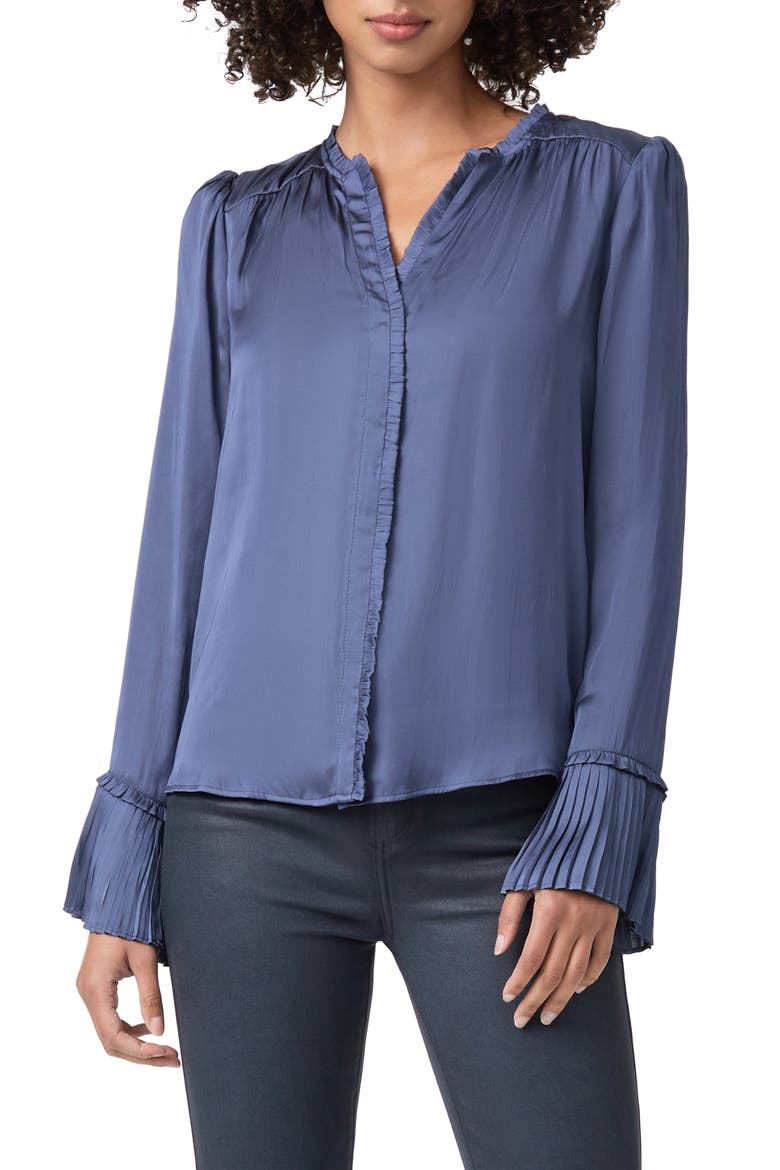 Palma Pleated Cuff Button-Up Blouse, Main, color, AMETHYST