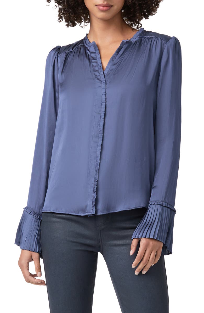 PAIGE Palma Pleated Cuff Button-Up Blouse, Main, color,