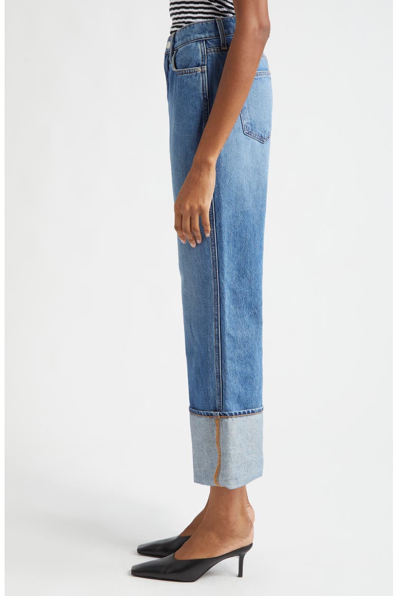 Dylan Cuffed High Waist Relaxed Straight Leg Jeans, Alternate, color, SEASIDE WATER