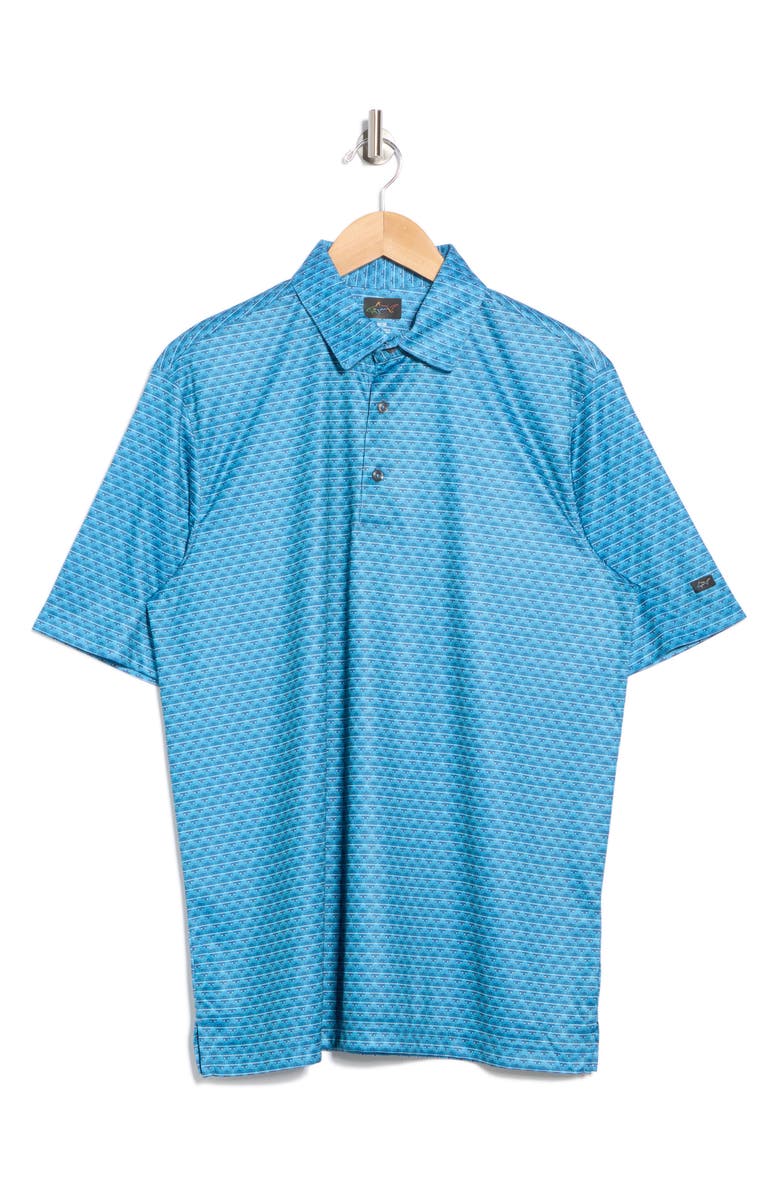 Greg Norman Print Golf Polo, Alternate, color, Adriatic Blue