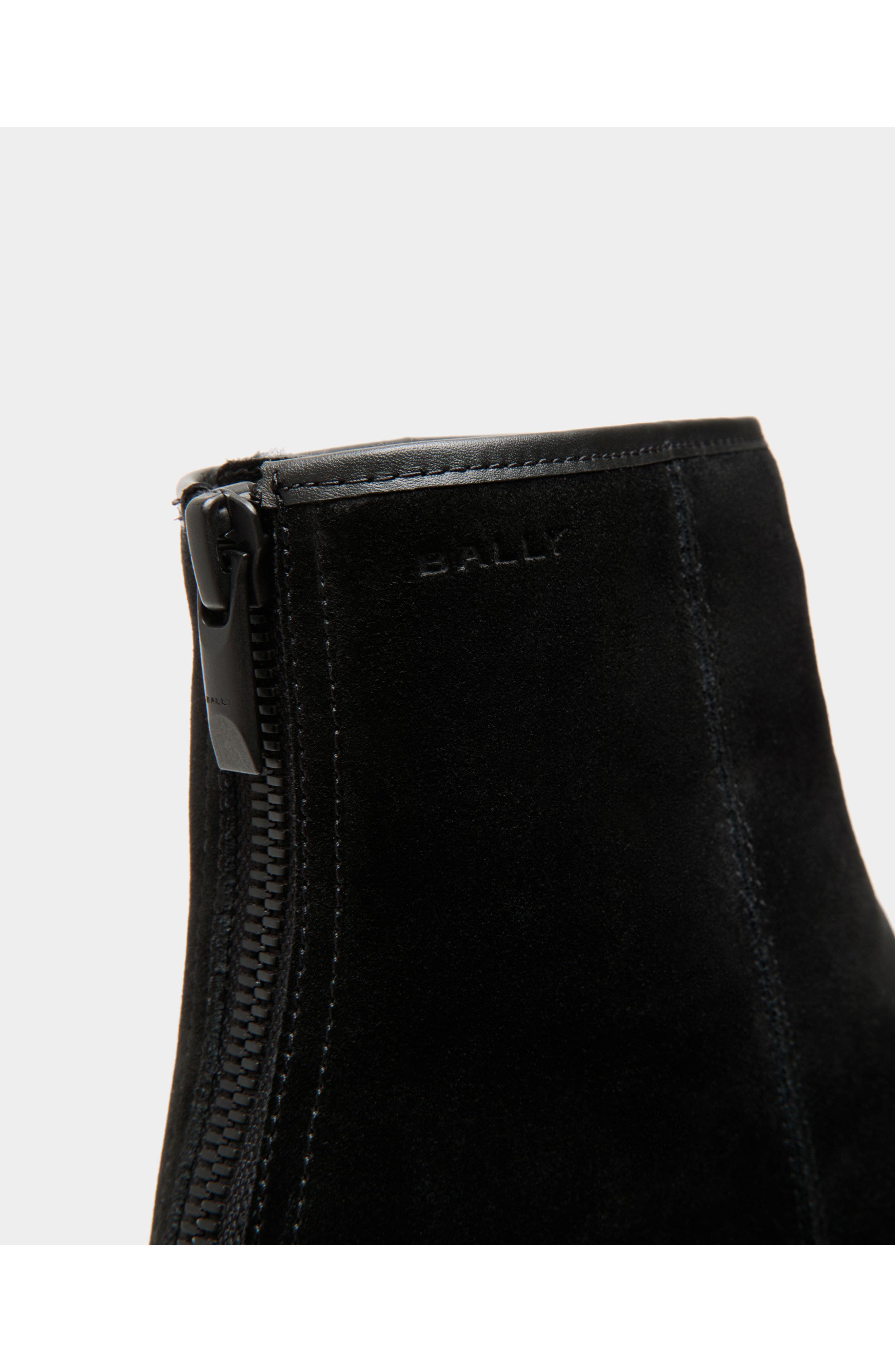 Bally Curling Bootie in Suede, Alternate, color, Black