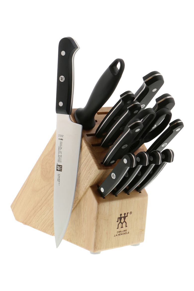 Gourmet 14-Piece Knife Block Set, Alternate, color, BLACK