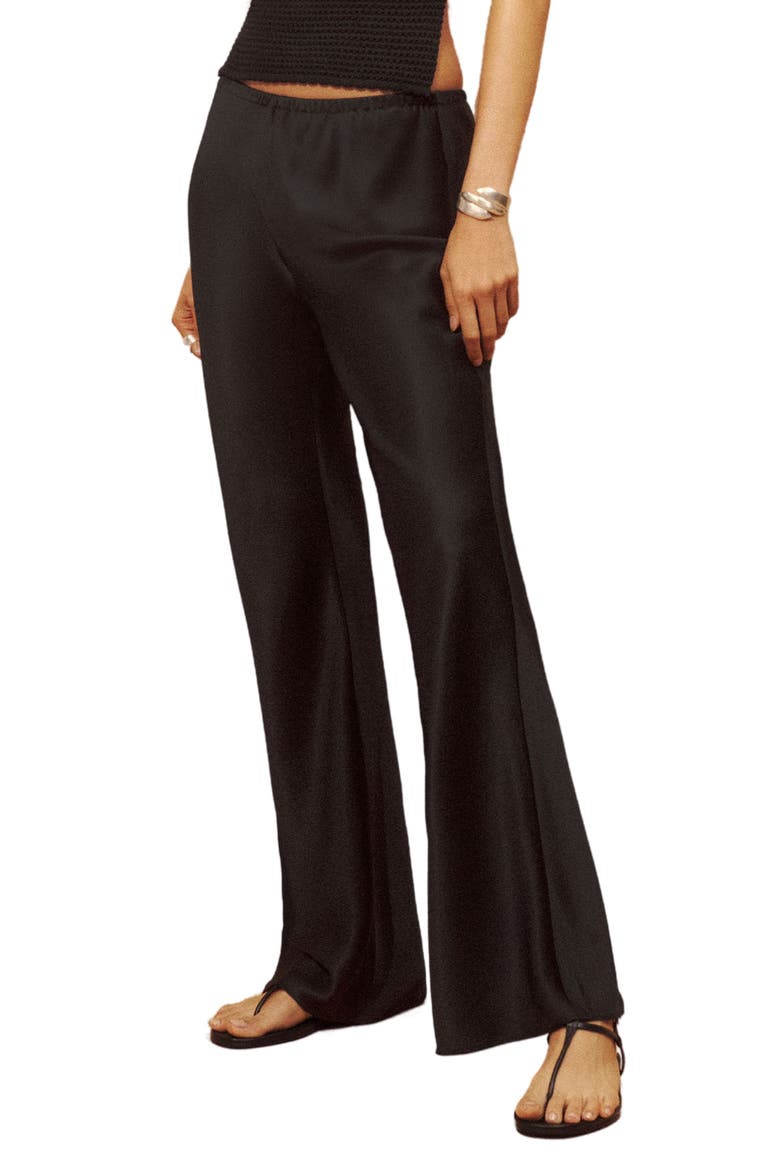 Gale High Waist Satin Pants, Alternate, color, BLACK