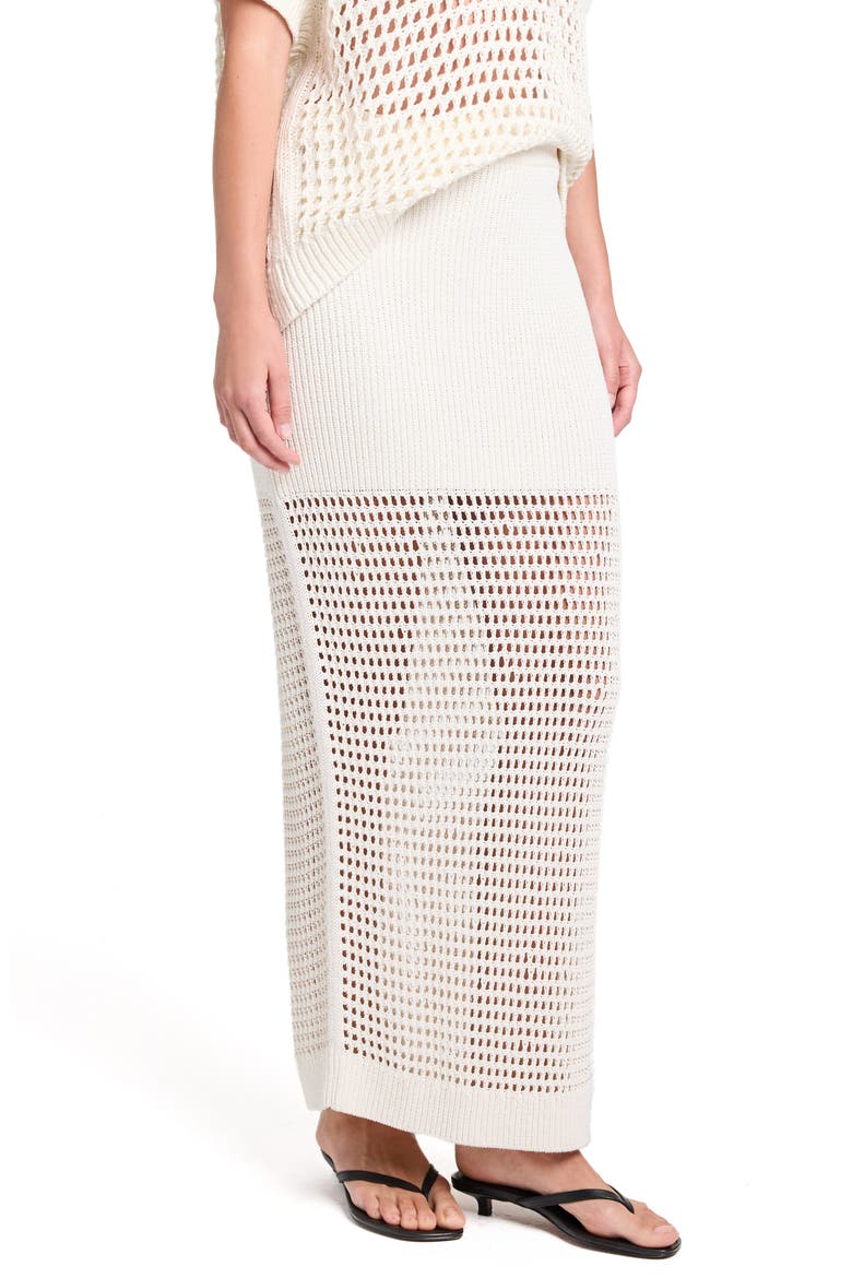 The Loophole Open Stitch Maxi Skirt, Alternate, color, WHITE