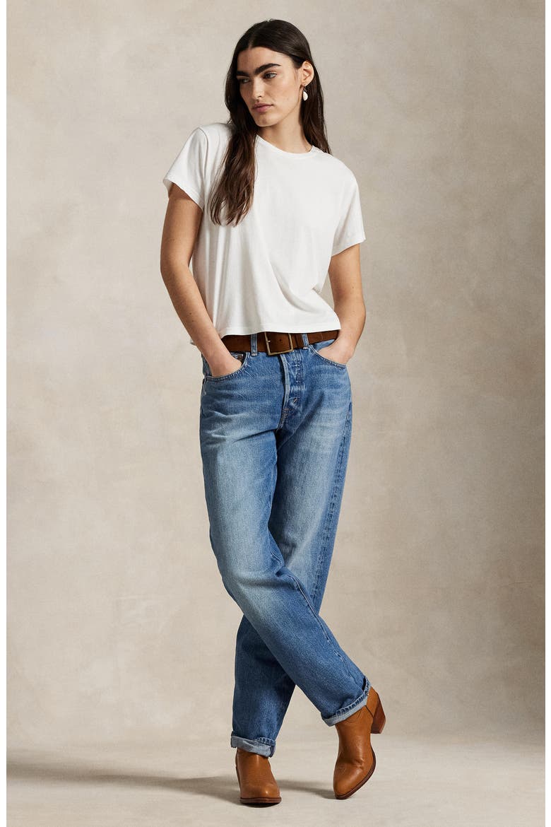 High Waist Relaxed Straight Leg Jeans, Alternate, color, LEBEC WASH