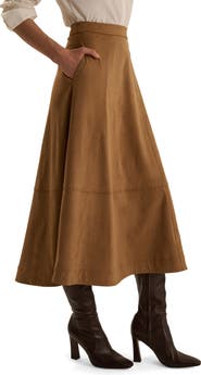 Favorite Daughter The Aspen Faux Suede Midi Skirt