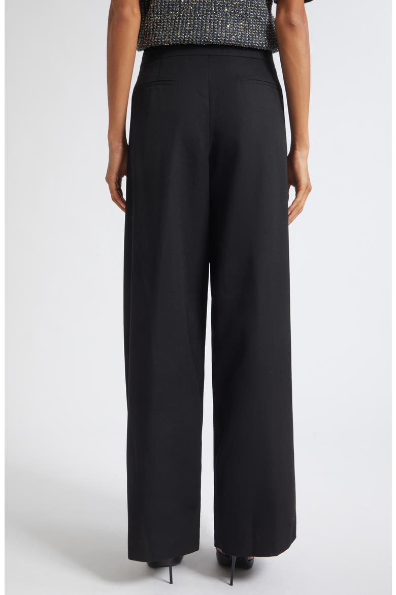 High Waist Pleat Front Grain de Poudre Wool Pants, Alternate, color, 0PA BLACK