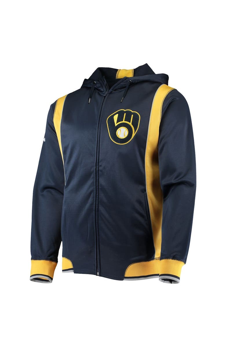 STITCHES Men's Stitches Navy/Gold Milwaukee Brewers Team Full-Zip Hoodie, Alternate, color, 