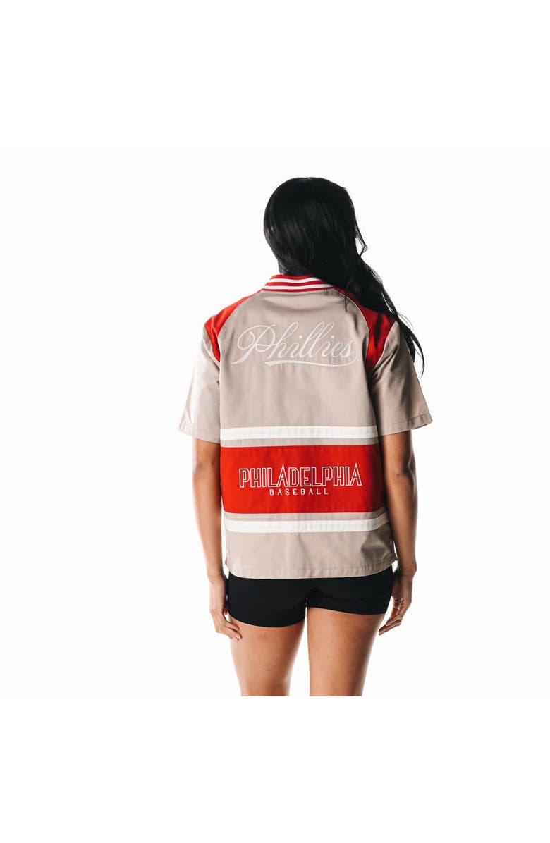 THE WILD COLLECTIVE Women's The Wild Collective Cream Philadelphia Phillies Racing Raglan Full-Zip T-Shirt, Alternate, color, Cream