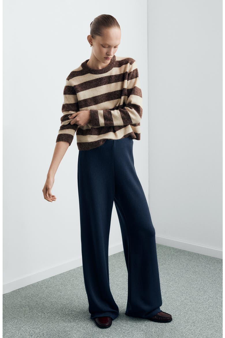 Elastic Waist Straight Leg Knit Pants, Alternate, color, NAVY