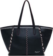 Desigual Whipstitch Faux Leather Tote Bag