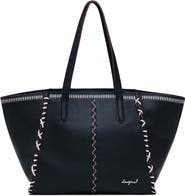 Desigual Whipstitch Faux Leather Tote Bag