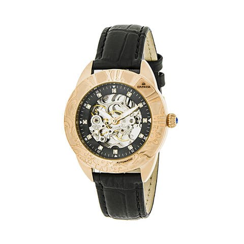 Godiva Automatic MOP Leather-Band Watch