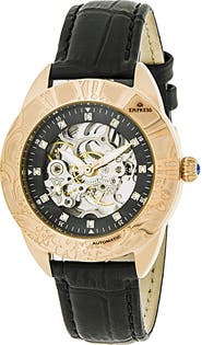 Empress Godiva Automatic MOP Leather-Band Watch