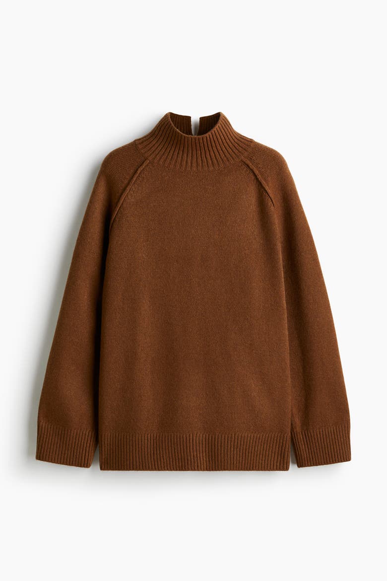 Oversized Turtleneck Jumper, Alternate, color, Brown