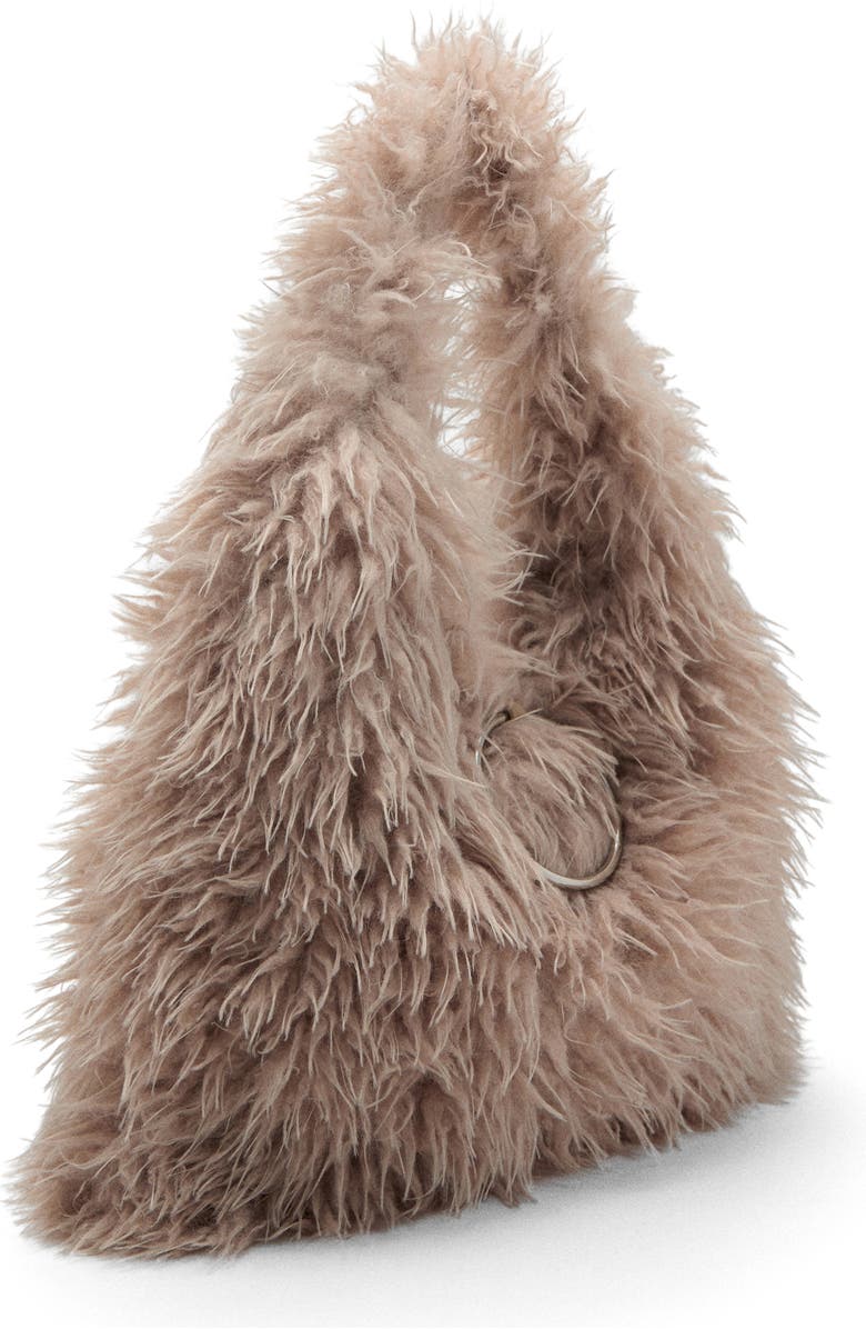 MANGO Faux Fur Hobo Bag, Alternate, color,