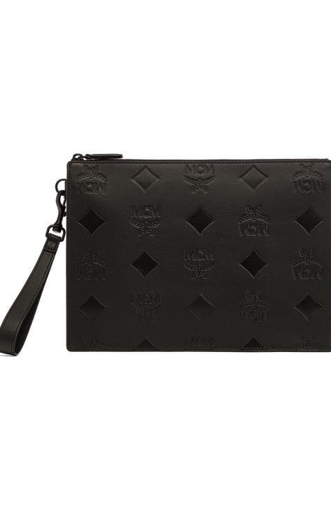 Aren Wristlet Pouch in Maxi Monogram Leather
