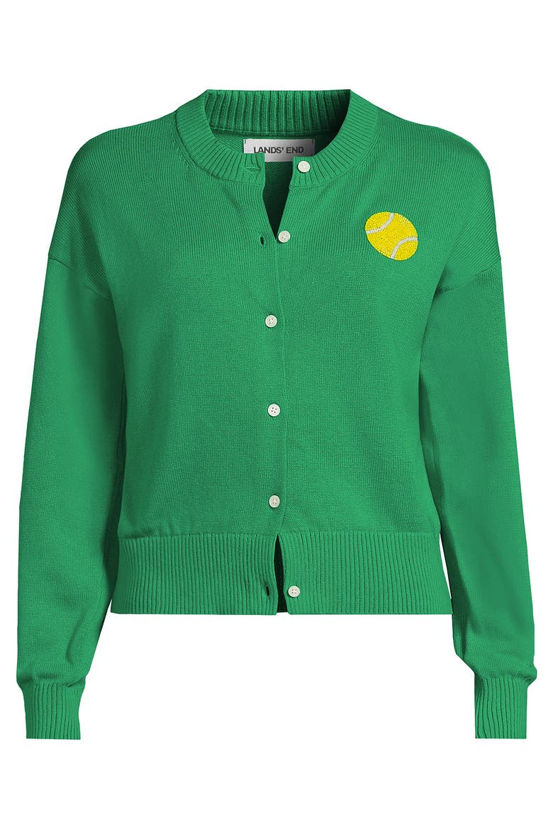Cotton Embellished Cardigan Sweater, Alternate, color, Tennis/Vibrant Clover