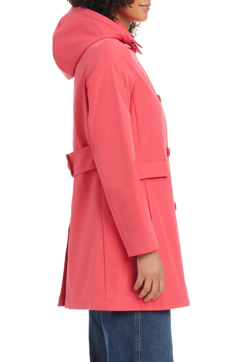 Kate Spade New York water resistant hooded a-line trench coat, Alternate, color, Ravishing Rose