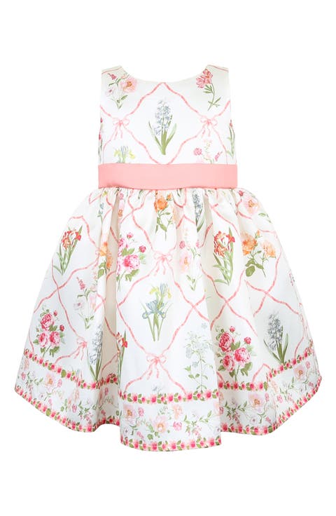 Kids' Lattice Floral Print Sleeveless Party Dress (Toddler)