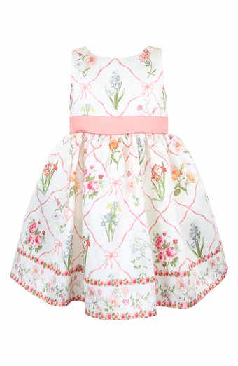 Lattice Floral Print Sleeveless Party Dress