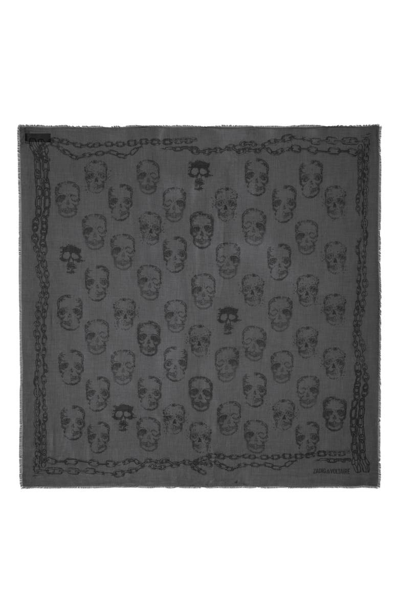 Zadig & Voltaire Kerry Skull Scarf, Main, color, 