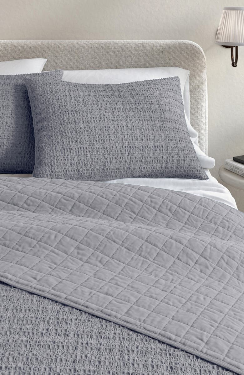 Woven & Weft Reversible Honeycomb Waffle Cotton Quilt & Sham Set, Alternate, color, Denim Blue