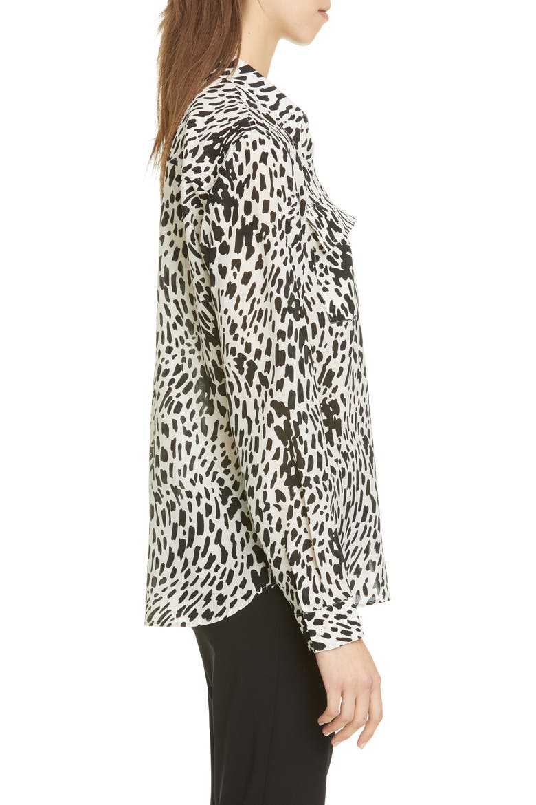 Zora Spot Print Silk Blouse, Main, color, BLACK MULTI