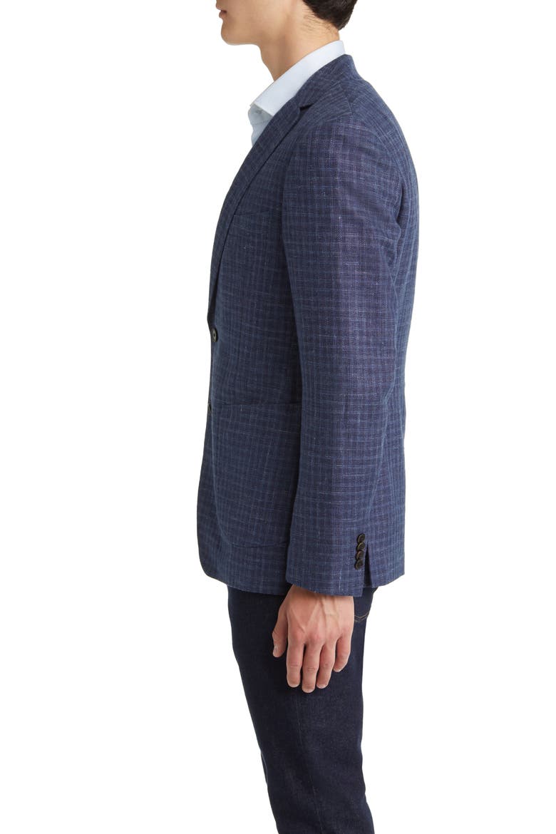 New Plymouth Check Cotton & Linen Sport Coat, Alternate, color, INK