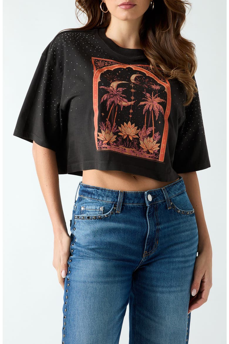 Desert Rose Graphic Cropped T-Shirt, Main, color, BLACK