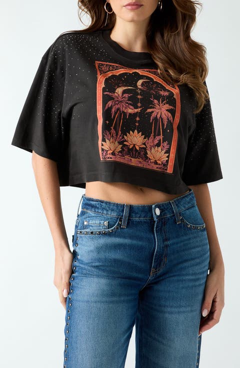 Desert Rose Graphic Cropped T-Shirt