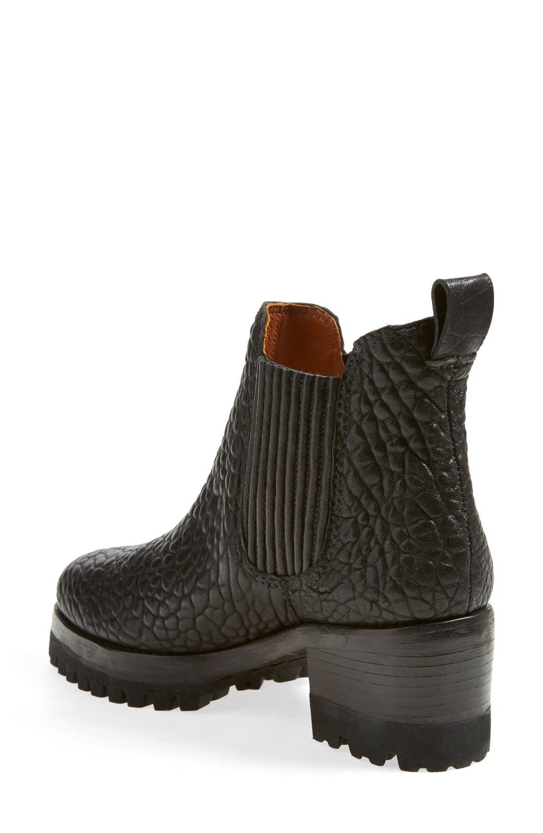 'Charlie' Lug Sole Chelsea Boot, Alternate, color, BLACK