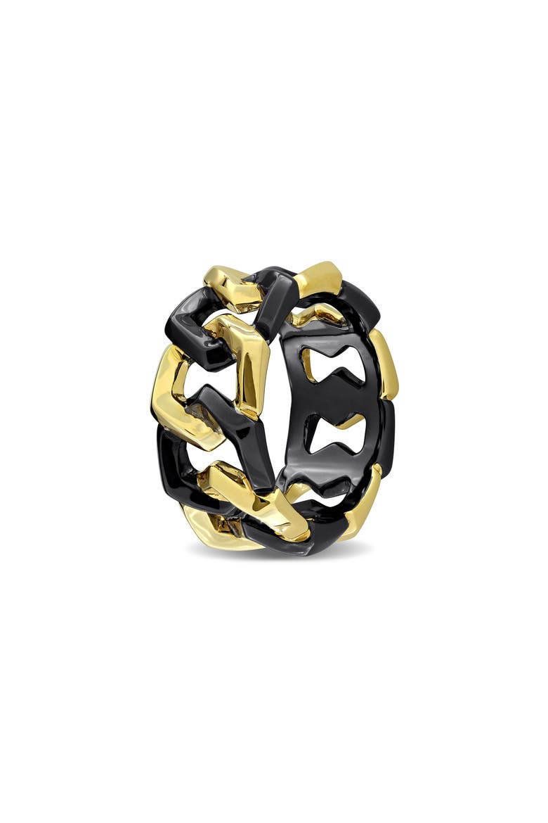 Men's Two-Tone Hexagon Link Eternity Ring, Alternate, color, BLACK