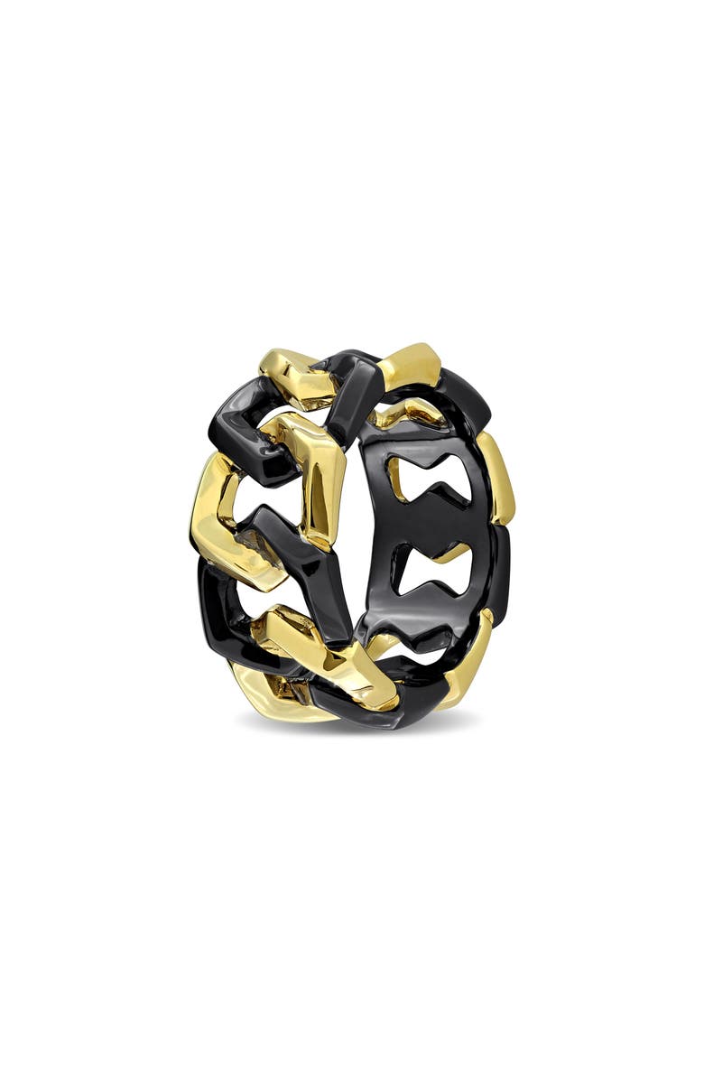 DELMAR Men's Two-Tone Hexagon Link Eternity Ring, Alternate, color, Black