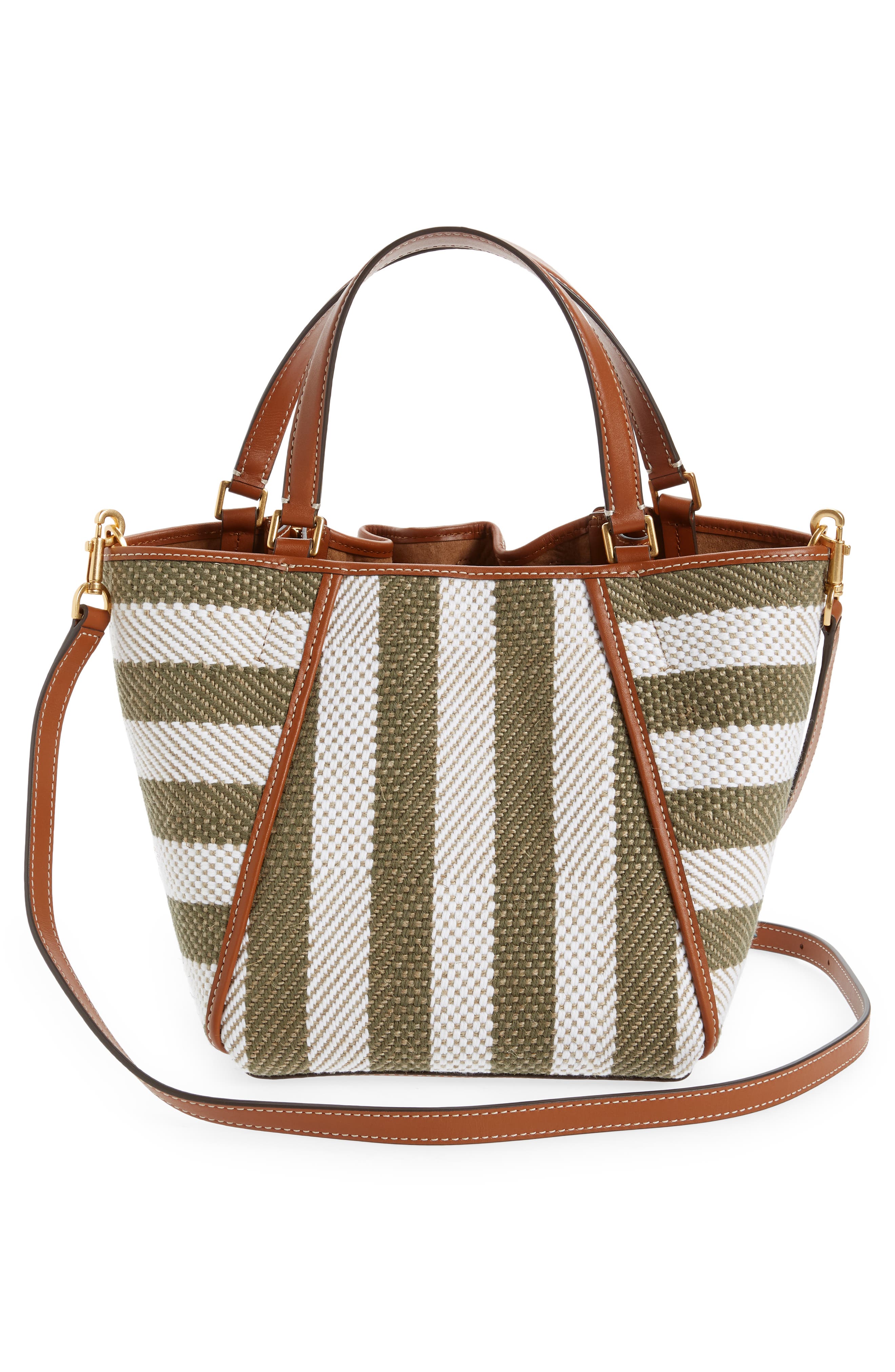 Tory Burch McGraw Stripe Dragonfly Drawstring Satchel, Alternate, color, 