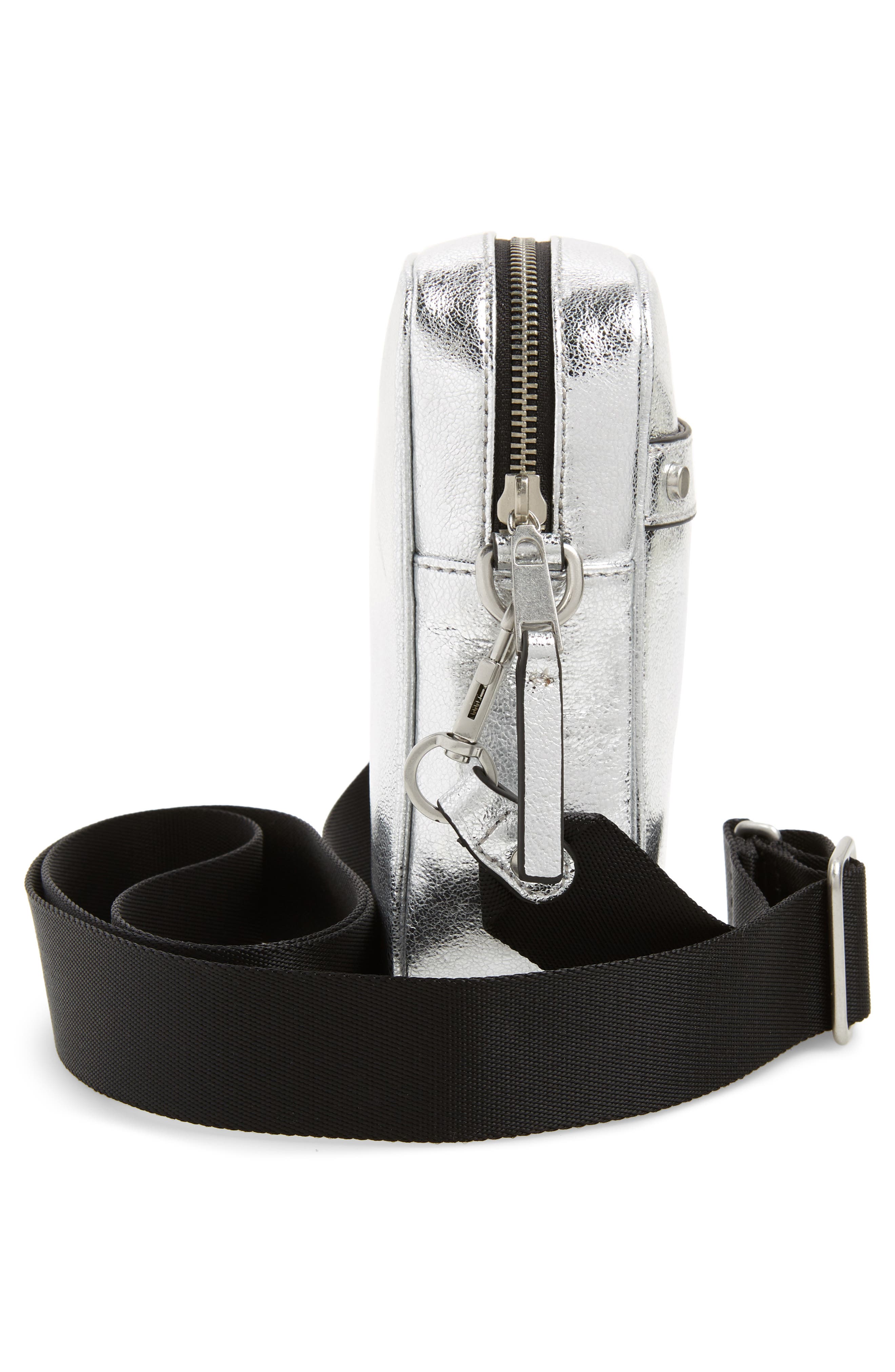 Murphy Metallic Leather Crossbody Bag, Alternate, color, SILVER