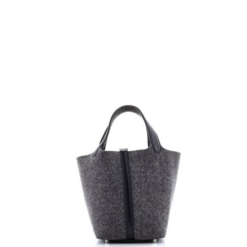 Pre-owned Hermes Hermes Picotin Lock Bag Felt With Leather Pm In Gray