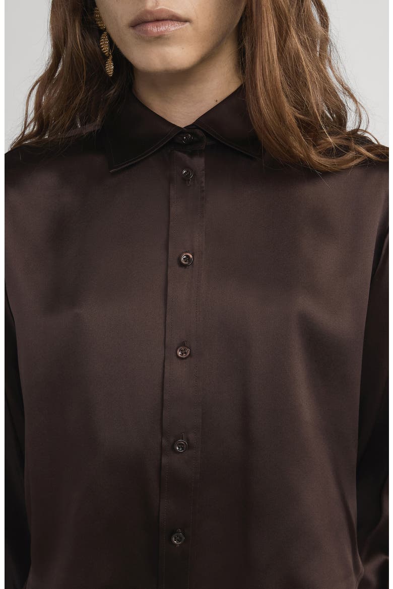 Charles Silk Button-Up Shirt, Alternate, color, AMERICANO