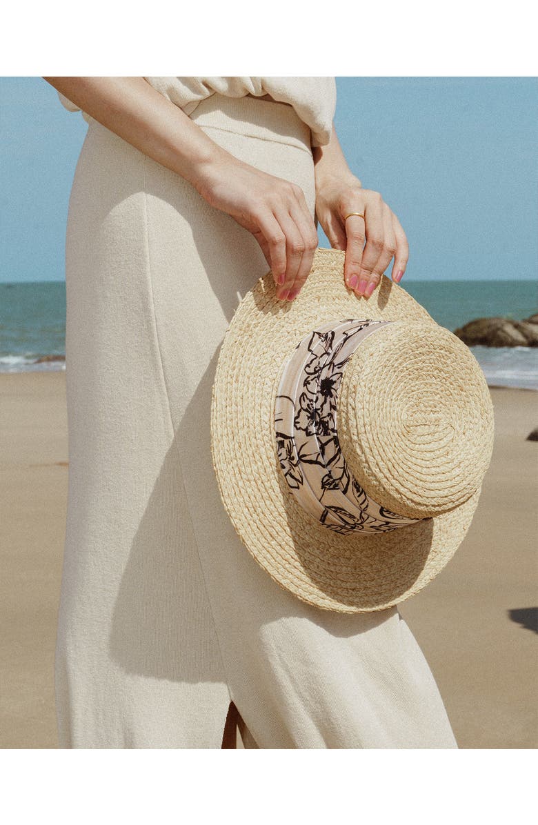 Lost Pattern "La Isla" Straw Hat with Ribbon Band, Alternate, color, Cream