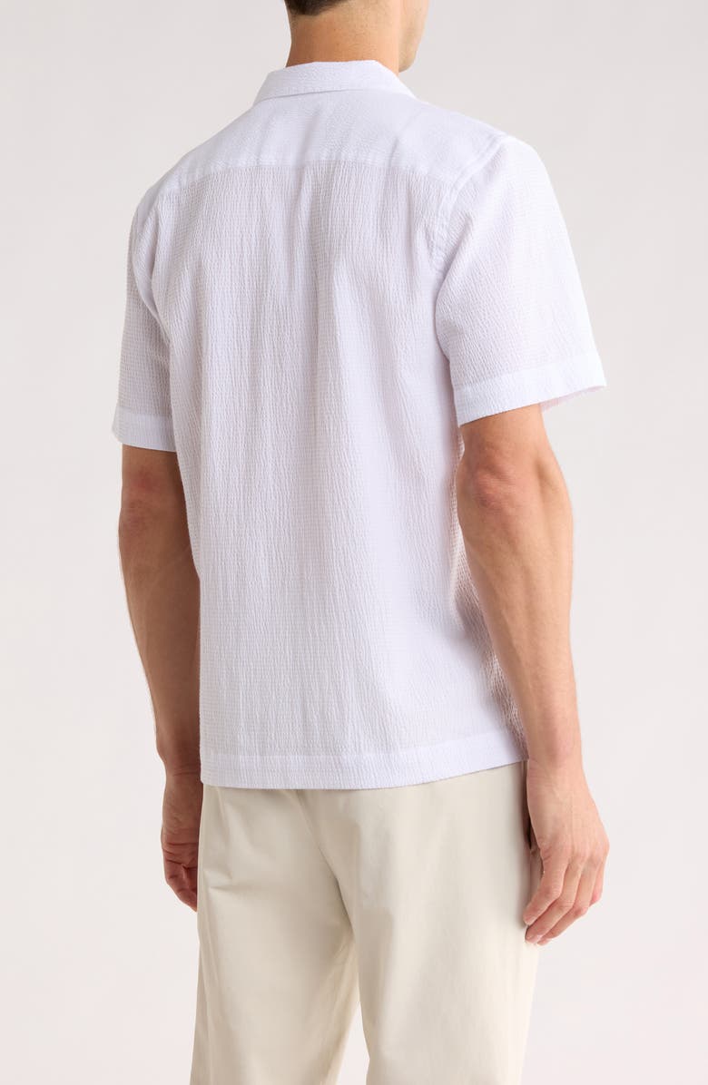 Original Penguin Seersucker Short Sleeve Camp Shirt, Alternate, color, Bright White