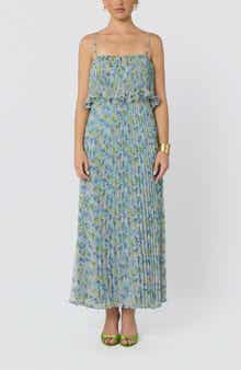 Makennah Floral Plissé Maxi Dress