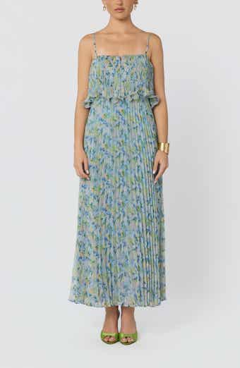 Makennah Floral Plissé Maxi Dress