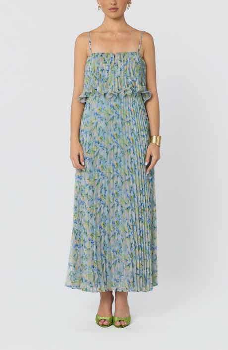 Makennah Floral Plissé Maxi Dress