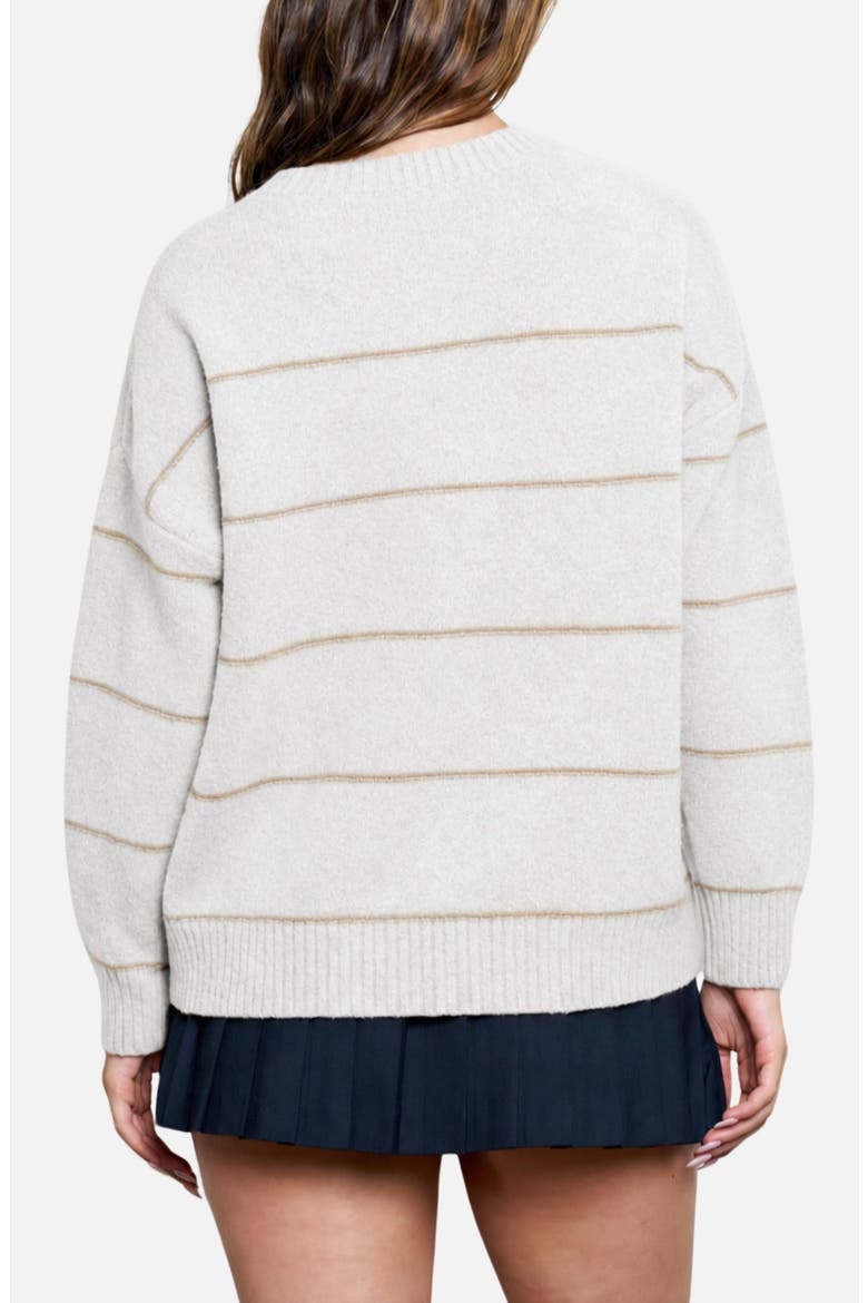 Stripe Crewneck Sweater, Alternate, color, OATMEAL