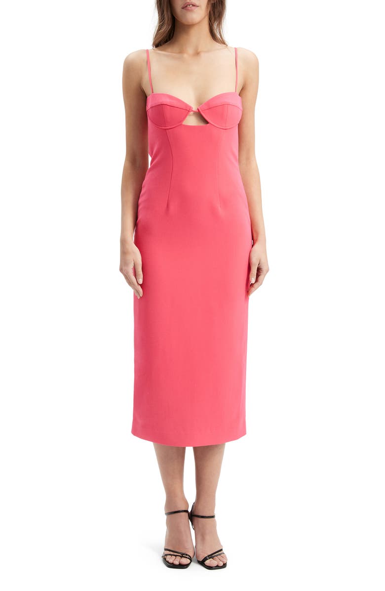 Bardot Vienna Cutout Midi Dress, Main, color, Hot Pink